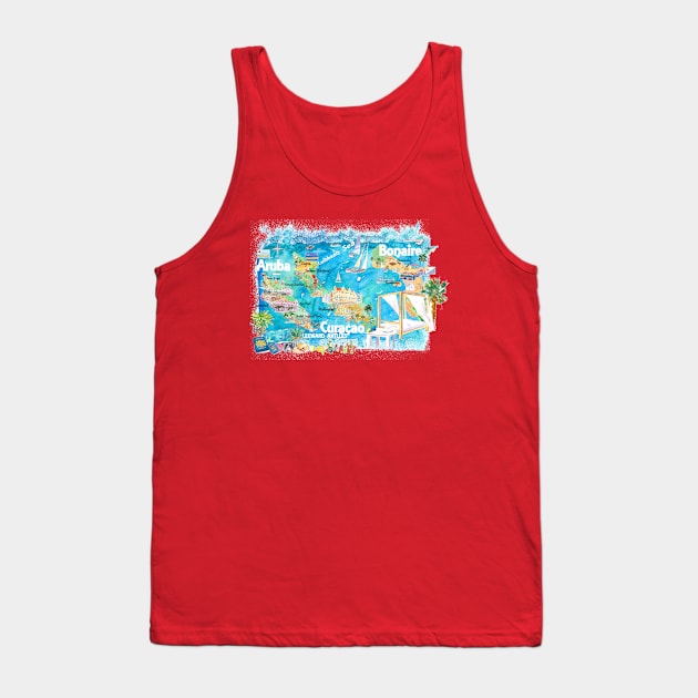 Aruba_Bonaire_Curacao_Illustrated_Travel_Map_with_RoadsXS Tank Top by artshop77
